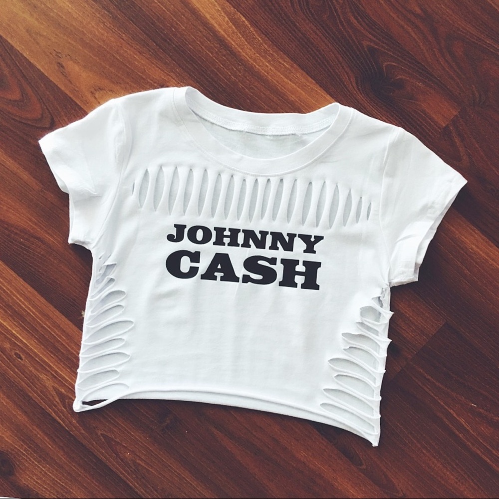 Johnny Cash cut-out shirt